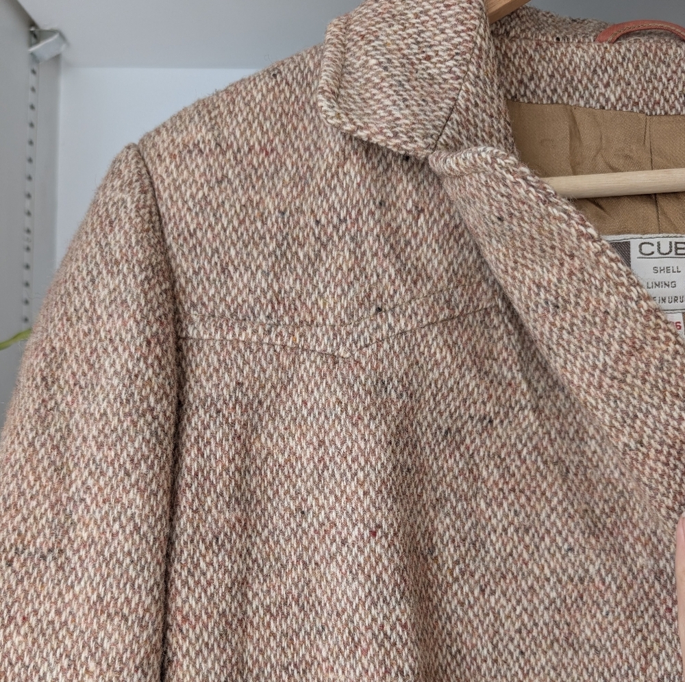Vintage Women's Wool Blazer Brown Cream Size 12 - 14 Light Academia Preppy Twee - Picture 10 of 11